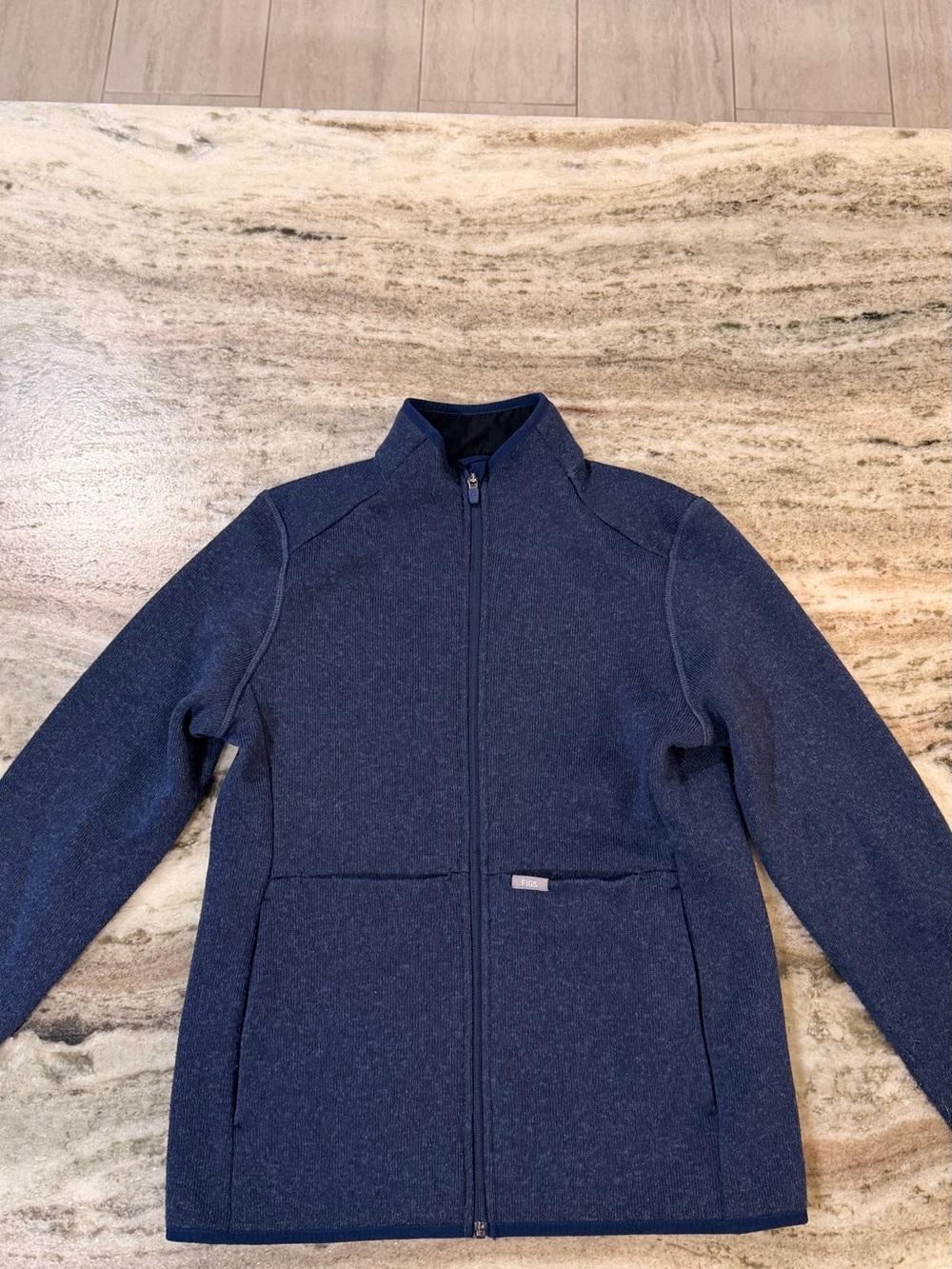 Figs - On-Shift Sweater Knit Jacket (Navy) - Picture 2 of 11